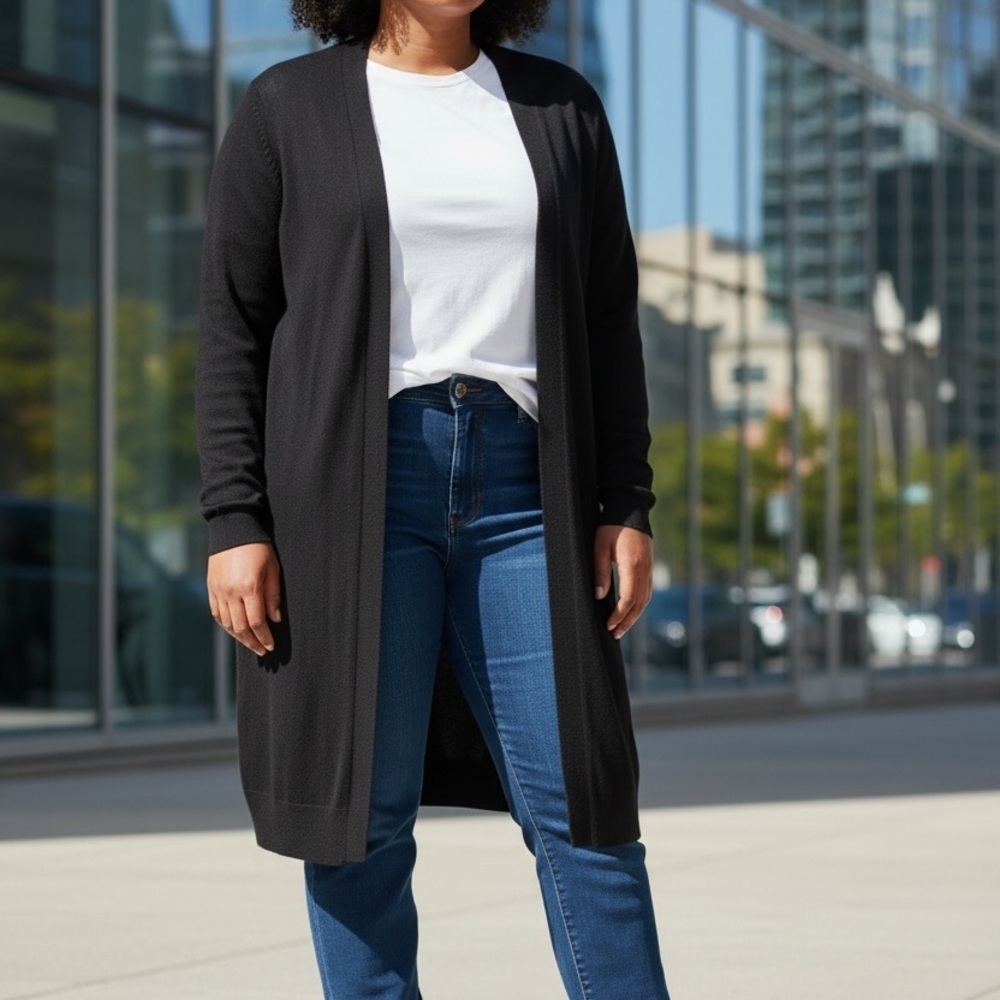 Jones New York Black Long Cardigan